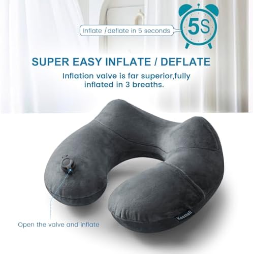 Keemall Inflatable Neck & Shoulder Travel Pillow for Airplane Naps - Image 3