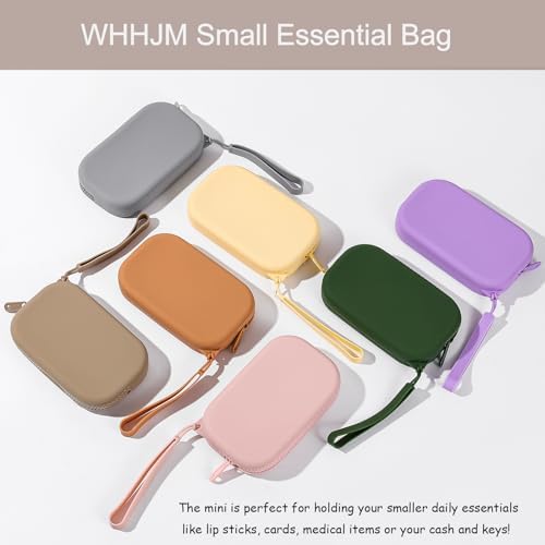 Small Silicone Multifunctional Essential Bag Portable Travel Makeup Bag for Women Men Cards Cash Bag Zipper Pouch (Khaki) - Image 2