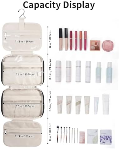 Narwey Travel Toiletry Bag for Women, Large Hanging Makeup Organizer Bag - Image 5