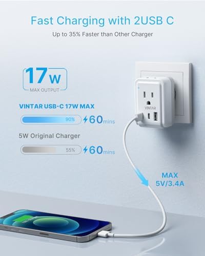 VINTAR 1 Pack European Travel Plug Adapter, Type C Foldable Plug to Europe - Image 4