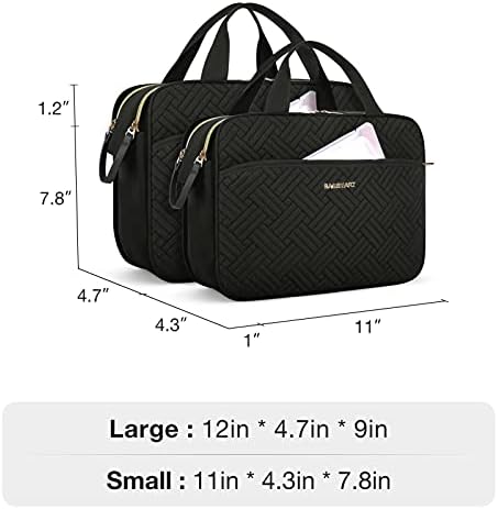 BAGSMART Toiletry Bag for Women, Medium Water-resistant, Black - Image 6