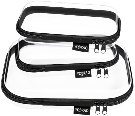 YQBRAO Clear Hard Shell Zipper Organizer Cases, 4-Pack, Black by Unknown