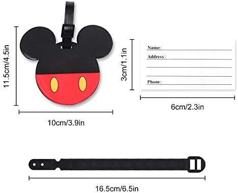 4 Pcs Set Mickey Minnie Silicone Travel Luggage Baggage Identification Labels ID Tag for Bag Suitcase Plane Cruise Ships with Belt Strap - Image 6