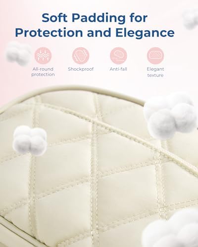 BAGSMART Travel Cord Organizer Electronics Case, Double Layers Puffer Cable Organizer Bag Travel Essentials for Women, Tech Organizer Case for Charger, Phone, Flash Drive - Beige - Image 4