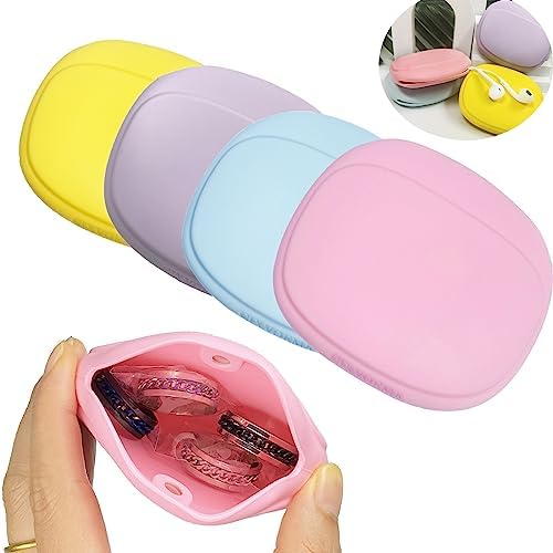 Silicone Headphone Organizer - Data Cable Storage Case - Mini Key Box - Portable Wired Headset Storage Bag (Purple-Yellow-Pink-Blue) by CIXVOEMK