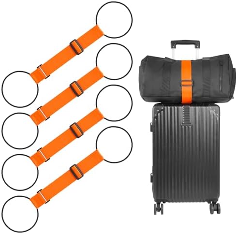 BILIONE Adjustable Luggage Connector Straps for Suitcases 4-Pack (Orange) by BILIONE