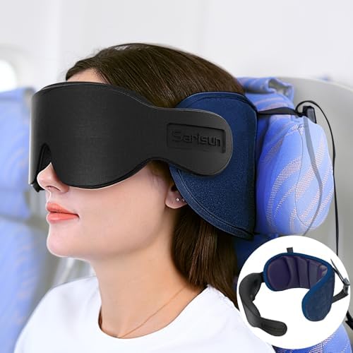 SARISUN Travel Pillow for Airplanes Sleep, Seat Strap for Stable Support by SARISUN