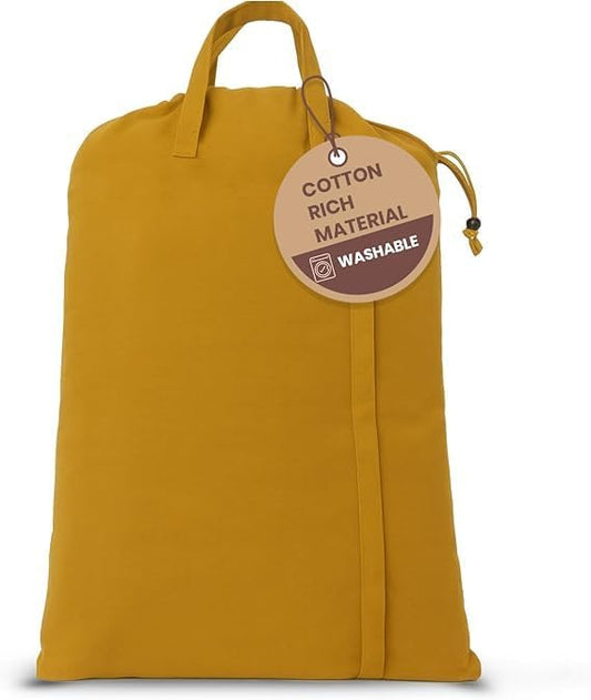 LFH Home Large Premium Cotton Canvas Laundry Bag with Drawstring and Handles Heavy Duty, Multi-Use, and Washable for Home, Travel, College or Storage 28x36 (Pack of 6)-Yellow