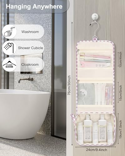 Relavel Small Hanging Toiletry Bag for Women, Portable Hanging Organizer - Image 4