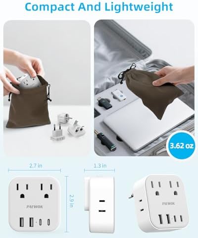 European Travel Plug Adapter Set, 8-in-1 Travel Adapter with 4 Outlets - Image 4