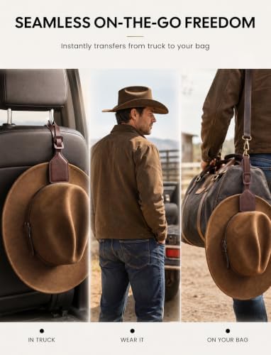 Niveaya Magnetic Cowboy Hat Holder for Truck & Car, Keep Shape, Ranch Brown - Image 5