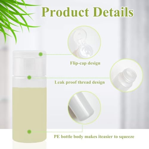 DNSEN Travel Bottles for Toiletries TSA Approved 1oz Leakproof Squeezable Plastic Empty Travel Size Bottles Refillable Liquid Containers with Labels (6 Pack) - Image 3