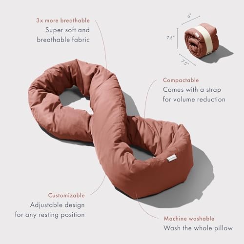 Huzi Infinity Pillow - Home Travel Soft Neck Scarf Support Sleep (Terracotta) - Image 3
