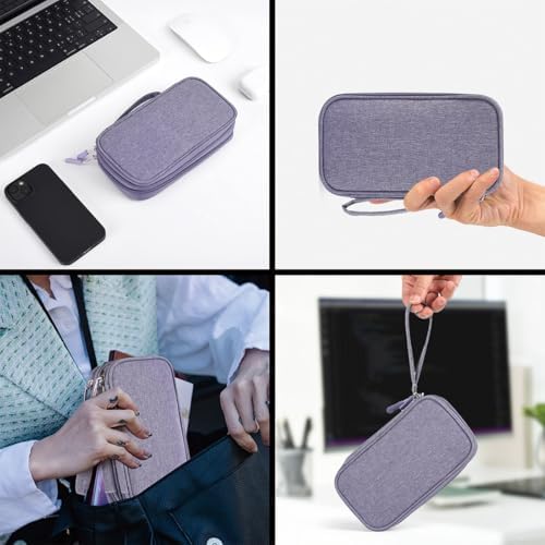 CAAORDKSO Travel Electronic Organizer Pouch Bag, Waterproof Portable Electronic Accessories Storage Multifunctional Case for USB, Cable, Cord, Charger, Phone, Power Bank, Earphone (Purple, Large) - Image 5