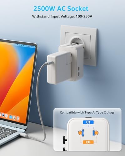 “Air” Universal Travel Adapter 2 USB-C＆ 2 USB-A Cover 200+ Countries - Image 4
