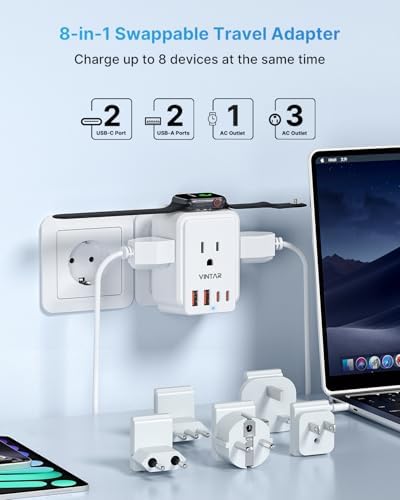VINTAR European Travel Plug Adapter Kit for Apple Watch, Type A,C,G,E/F,L - Image 2