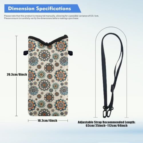Waterproof Crossbody Phone Bag for Women Men Cellphone Purse Small Shoulder Handbags Travel Essentials for Smartphone, Cashes, Lipstick, Keys, 8'' x 4'', Beige Boho Flower - Image 6
