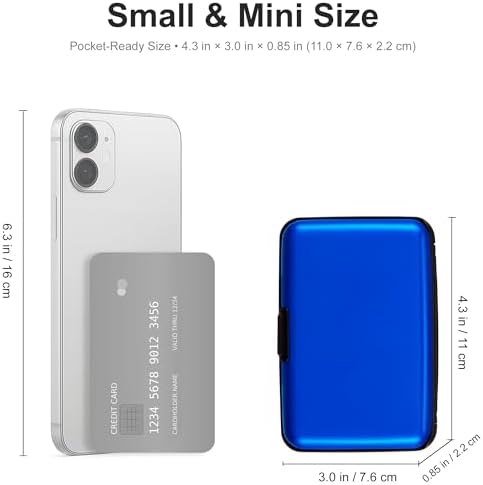 Credit Card Holder RFID Blocking Wallet for Women Men Small Mini Metal Slim Hard Aluminum Business Card Case (Blue) - Image 4