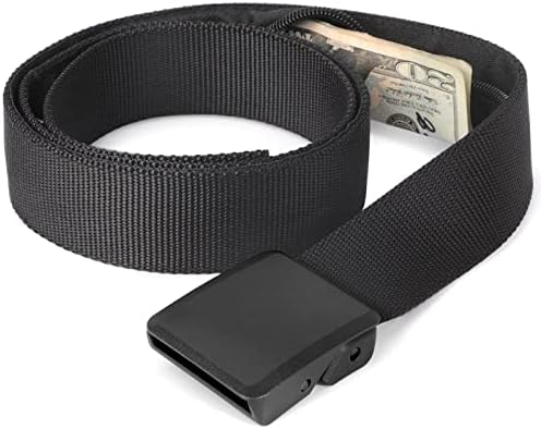 Travel Security Money Belt with Hidden Money Pocket - Cashsafe Anti-Theft Wallet Unisex Nickel free Nylon Belt by JASGOOD by JASGOOD