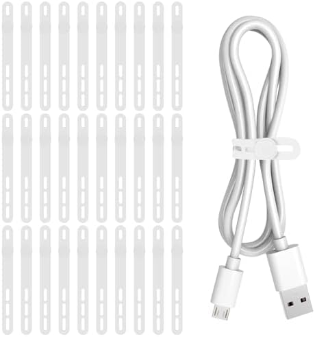 Donruby 30Pcs Silicone Cable Ties, Reusable Cord Organizer Straps, White by Donruby