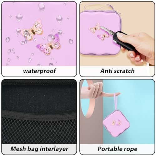 CameCosy Phone Charger Storage Case Cover Sets with Cable Protector for iPhone Charger, Wave Travel Storage Bag, Data Cord Saver Cute DIY Charging Protector Cable Organizer (Purple Butterfly) - Image 5