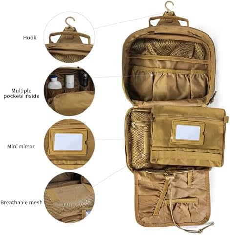 Toiletry Bag for Men,Hanging Toiletry Bag Shower Bag,Mens Toiletry Travel Bag,Travel Toiletry Organizer Dopp Kit Hygiene Bag for Toiletries Shaving Essentials - Brown - Image 4