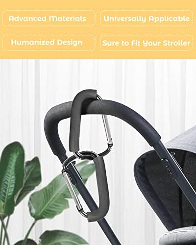 Stroller Hooks, 6.3" Large Stroller Clip, 2 Pack Stroller Hooks for Hanging Bags and Shopping, Stroller Accessories for Mommy, Large Carabiner - Image 2