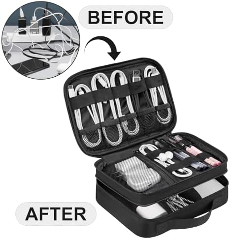 MATEIN Small Electronic Organizer Travel Case, Double Layer Cable Organizer - Image 3