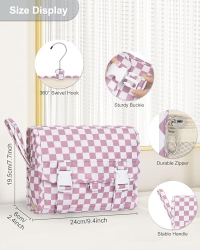 Relavel Small Hanging Toiletry Bag for Women, Portable Hanging Organizer - Image 3