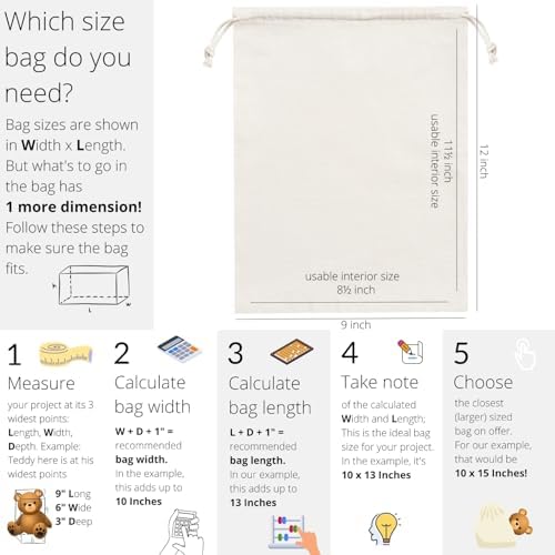 Heavy Duty Cotton Drawstring Bags 4-Pack - 270 GSM Thick Cloth Pouches for Gifts, Travel, Dice, Jewelry, Laundry - Double Drawstring (Natural Beige, 9 x 12 Inches) - Image 2