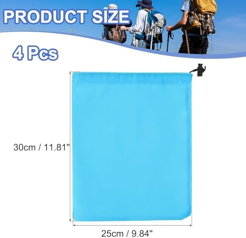 Drawstring Bag with Toggle, Stuff Sack String Waterproof Travel Storage Bags Cinch Stuff Pouch -Fitting for (Gym/Traveling/Hiking/Yoga/Office/Shoes) 12 x 10 & 4 Pack & Sky Blue - Image 2