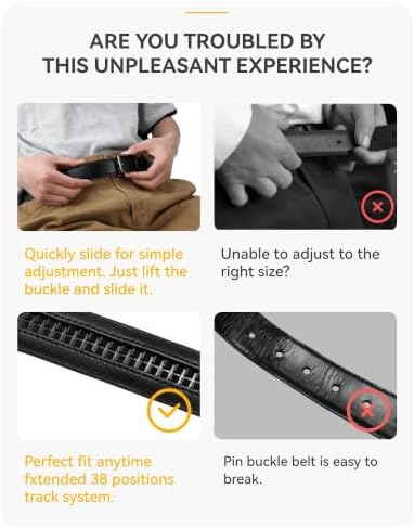 CHAOREN Click Belt Men - 1 3/8" Leather Ratchet Belt for Dress Casual - Image 3
