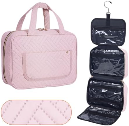 Hanging Toiletry Bag for Women Cosmetic Toiletries Travel Bag,Pink - Image 7