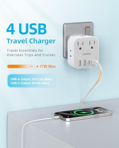 European Travel Plug Adapter Set, 8-in-1 Travel Adapter with 4 Outlets - Image 6