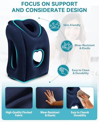 Travel Pillow,Inflatable Airplane Pillow for Sleeping Comfortably Supports Head and Chin for Airplane,Car,Bus and Office - Image 3