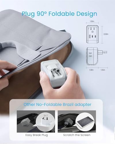 VINTAR Brazil Power Adapter 1 Pack, Foldable US to Brazil Travel Adaptor - Image 2