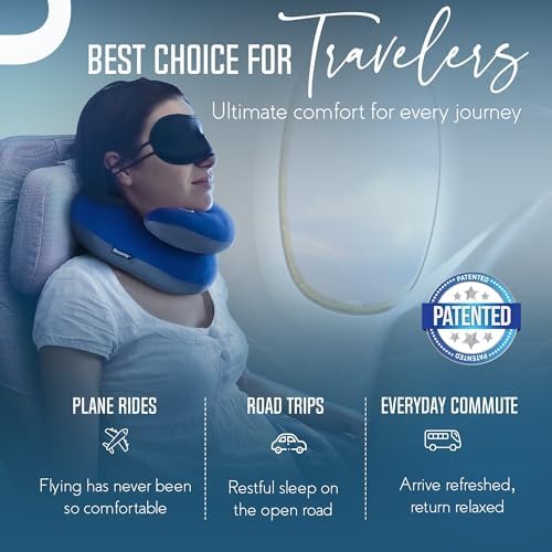 BCOZZY Organic Cotton Double Support Neck Pillow for Travel - 3 Ergonomic Positions for Head, Neck, and Chin Comfort - Ideal for Sleeping Upright on Flights, Cars, and at Home – Large, Navy - Image 4