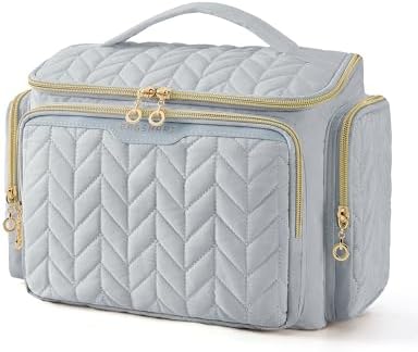 BAGSMART Travel Toiletry Bag, Large Wide-open Travel Bag for Toiletries, Makeup Cosmetic Travel Bag with Handle-Grey by BAGSMART