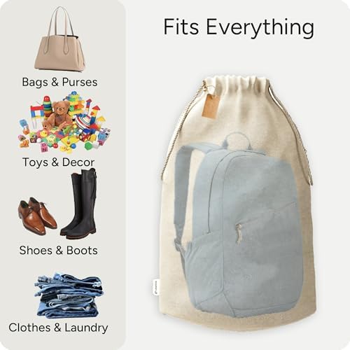 LEAFICO Reusable Produce Storage Bags - XX-Large 19x23 3 Pack - Breathable Muslin Fabric Sacks with Drawstrings – Dust-Proof Travel Cotton Bags for Laundry, Clothes, Purses - Image 3