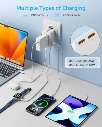 “Air” Universal Travel Adapter 2 USB-C＆ 2 USB-A Cover 200+ Countries - Image 2