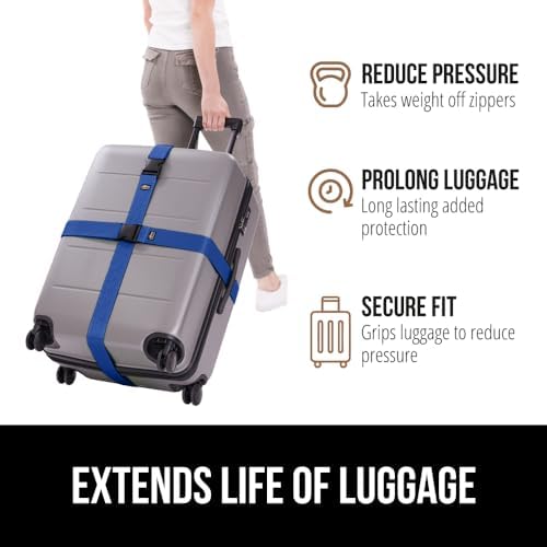 GORILLA GRIP Heavy Duty Luggage Straps for Suitcase, 4 Pack, Blue - Image 5
