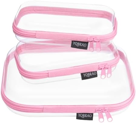 YQBRAO Clear Hard Shell Organizer Cases, 3-Pack, Pink by Unknown