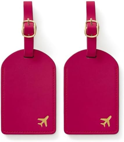 Luggage Tags for Suitcases,2 Pack PU Leather Privacy Protection Bag Tags Travel Accessories Essentials,Wine Red by ToTravelGear