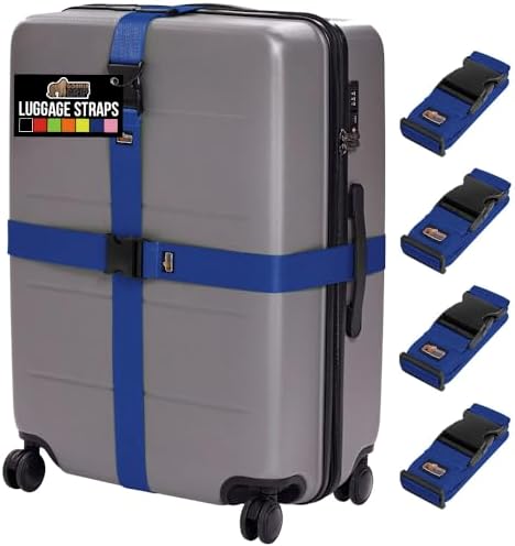 GORILLA GRIP Heavy Duty Luggage Straps for Suitcase, 4 Pack, Blue by Unknown