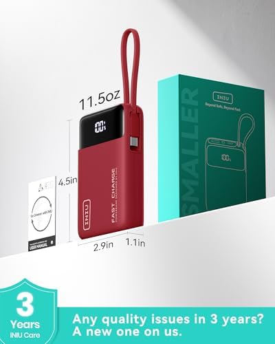 INIU Portable Charger, Smaller 45W Fast Charging Power Bank, 20000mAh Red - Image 4