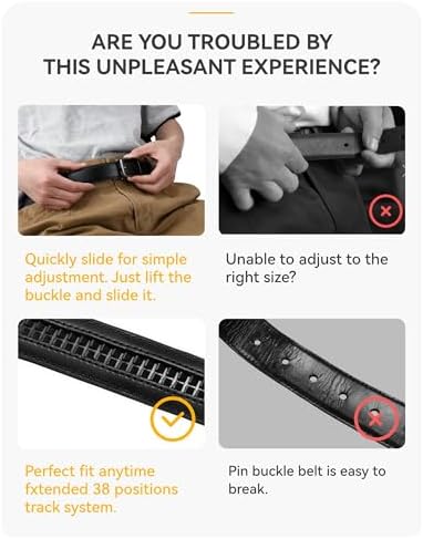 CHAOREN Click Belt Men - 1 3/8" Leather Ratchet Belt for Dress Casual - Image 3