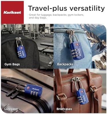 Kwikset TSA Approved Combination Luggage Lock with Cable, 2-Pack, Blue - Image 4