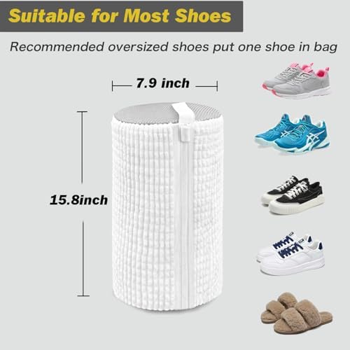 Shoe Washing Machine Bag,Laundry Shoe Bag for Washer and Dryer,Reusable Shoe Cleaning Bag for Sneakers,Tennis Shoes,With Self-locking Zipper, Microfiber Inside,Include Shoe Bag (Pro White - 2 Pack) - Image 5