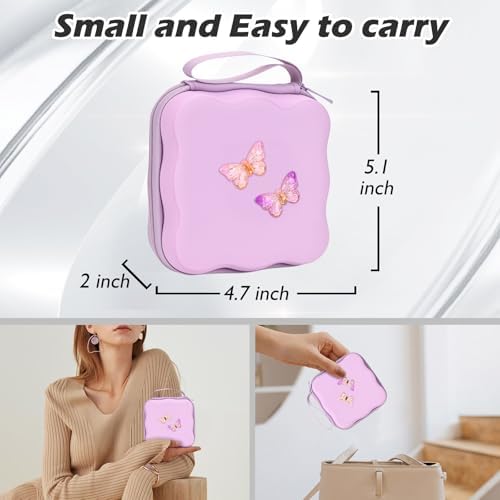 CameCosy Phone Charger Storage Case Cover Sets with Cable Protector for iPhone Charger, Wave Travel Storage Bag, Data Cord Saver Cute DIY Charging Protector Cable Organizer (Purple Butterfly) - Image 3