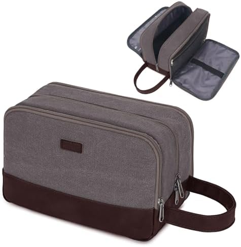 WANDF Travel Toiletry Bag for Men, Canvas Shaving Dopp Kit by WANDF